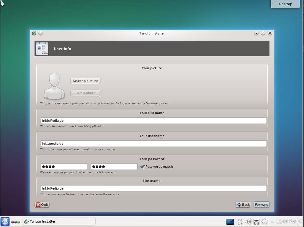 Tanglu 1.0, Installer